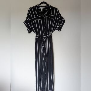 H&M Black and White Striped Jumpsuit Size 4